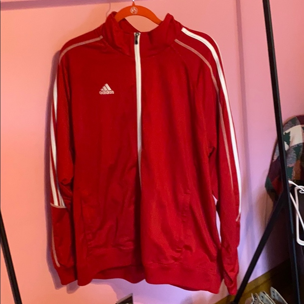 Red adidas zip up jacket